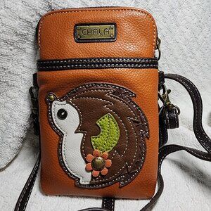 NEW CHALA BROWN PROCUPINE CELL PHONE CROSSBODY PURSE ADJUSTABLE STRAP